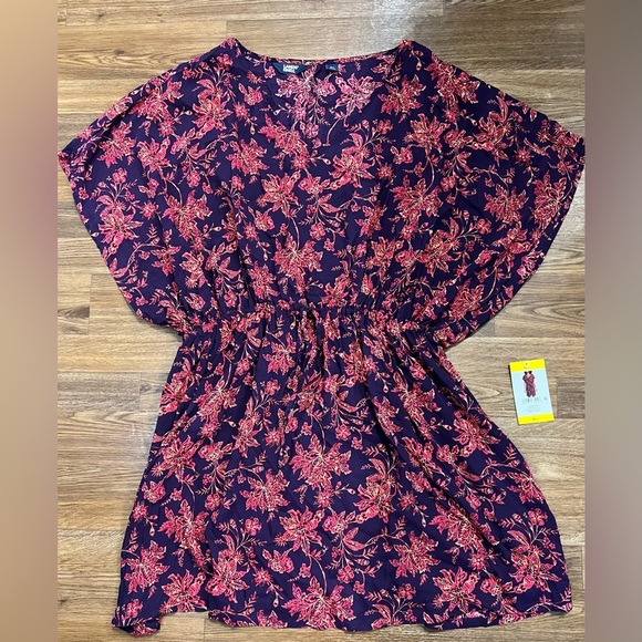 Land’s End NWT tropical floral cinch waist swim beach cover up size large - Picture 10 of 10